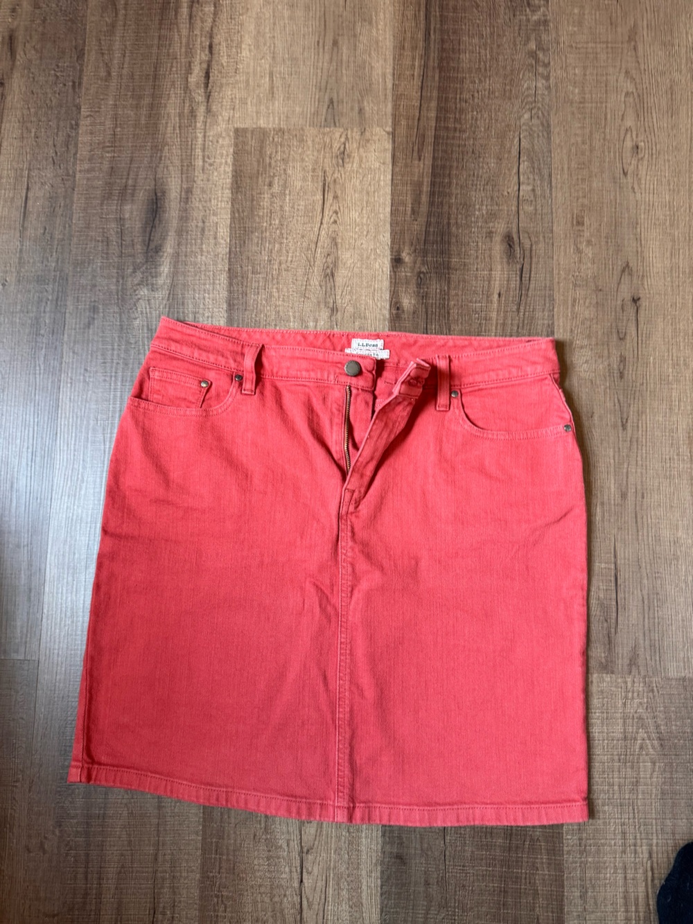 L.L. Bean Coral Red Midi Skirt